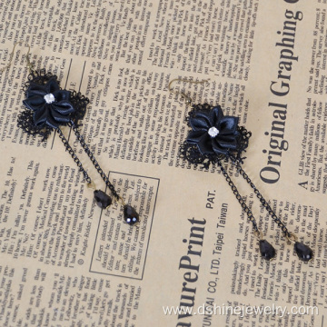 Rhinestone Bridal Lace Earrings With Beads Pendant Earring